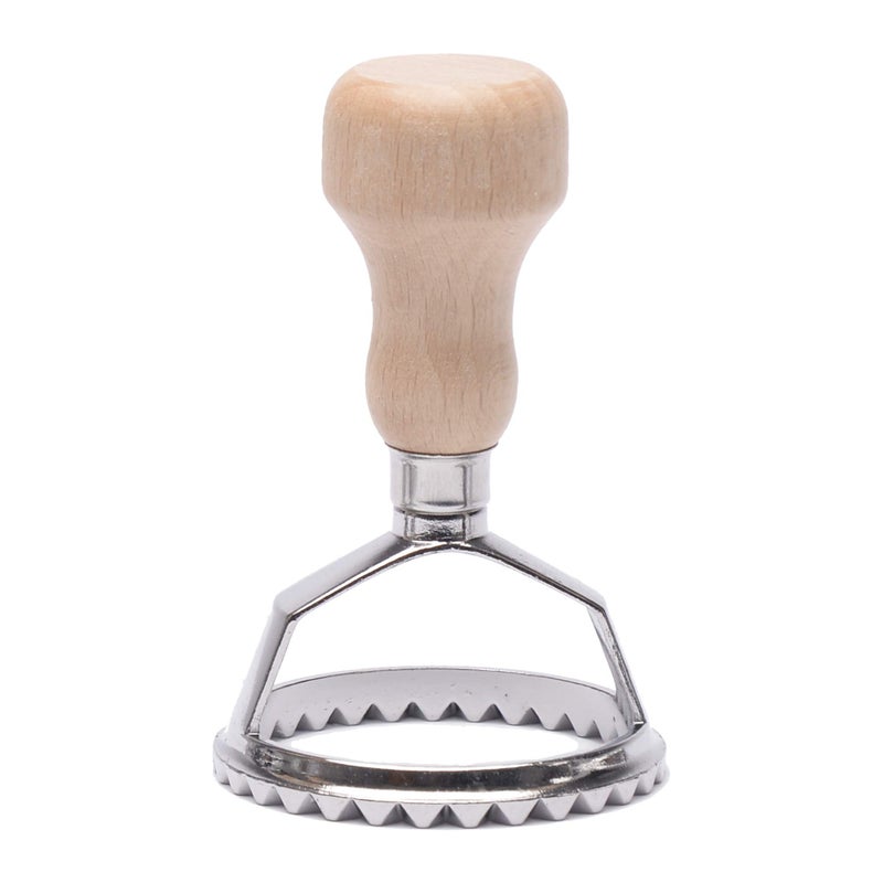 MASTER FENG صانع ختم الرافيولي MASTER FENG مع مجموعة عجلة الأسطوانة، قالب بمقبض خشبي وحافة مجعدة، ملحق ضغط المعكرونة (MF-12456) - Image 2